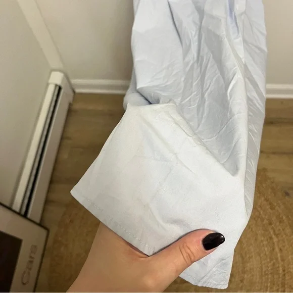 By Anthropologie Pleated Buckle Midi Shirt Dress Size 16W Blue - Picture 7 of 9